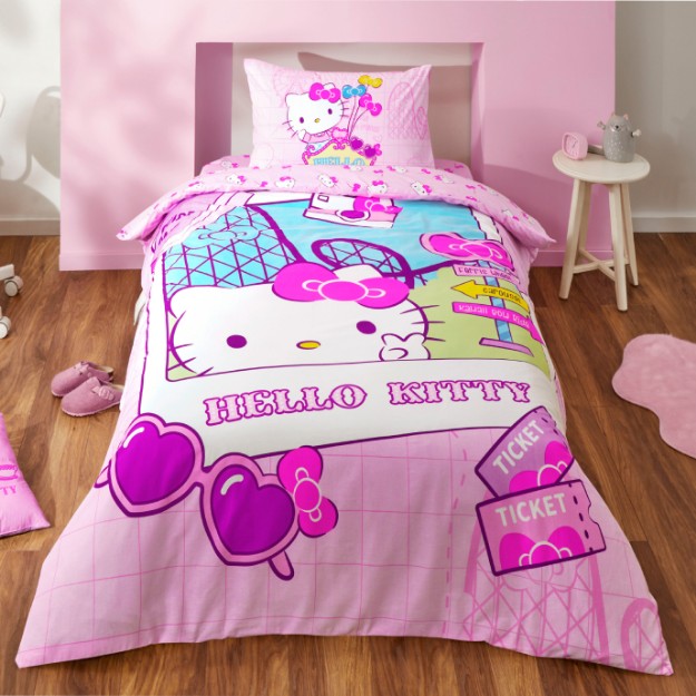 Picture of TAC Cotton Hello Kitty Travel Bed Linen Set Single Size 160x220+100x200+50x70 (1 pc)