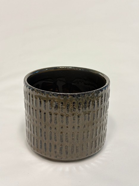 Picture of Manamo Flower Pot Stripe Cer  BL/BR S (12x12x10cm)