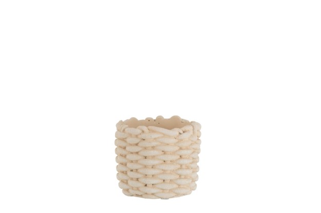 Picture of Manamo Flower Pot Rope Im Cement Beis (16,5x16,5x14,5cm)