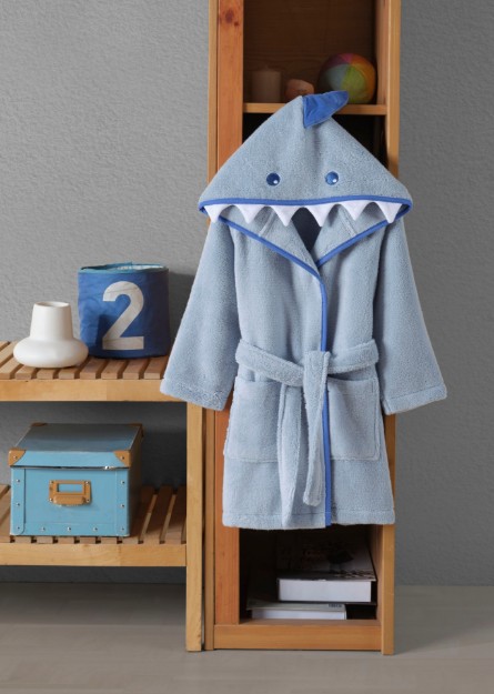 Picture of Manamo Shark Blue Hooded Bathrobe  1/2 Year