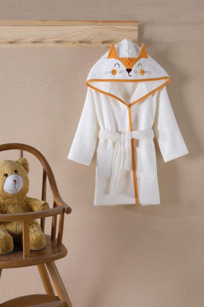 Picture of Manamo Fox Cream Hooded Bathrobe   