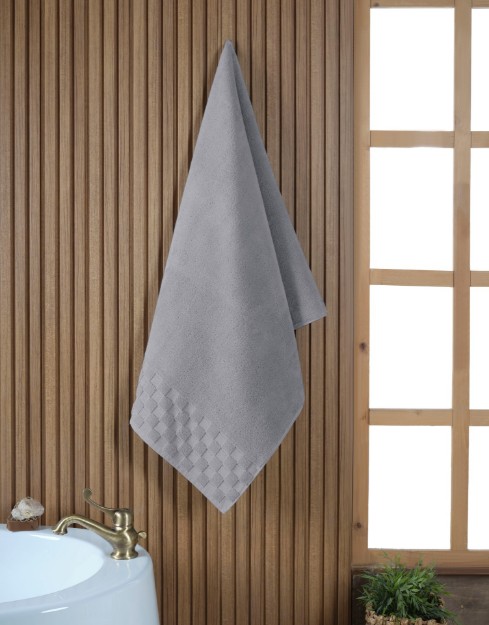 Picture of Manamo Checker Microcotton Bath Towel Metal Grey 75x150  