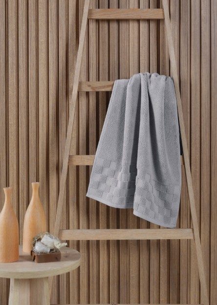 Picture of Manamo Checker Microcotton Face Towel Metal Grey 50x85