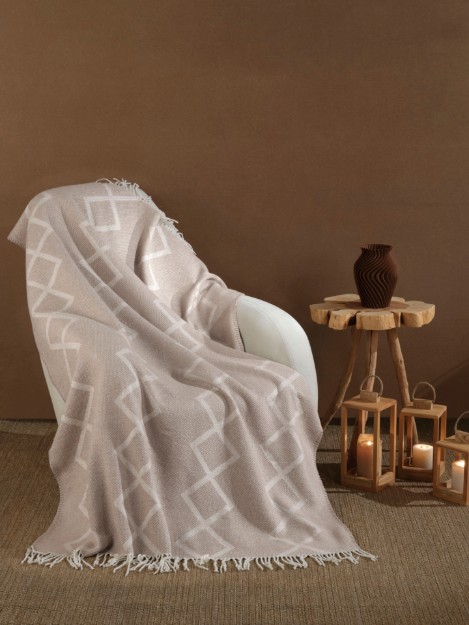 Picture of Manamo Diamond Cotton / Acrylic Throw Beige/Cream 120x160  