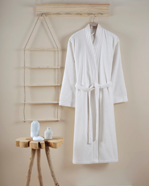 Picture of Manamo Atlas Kimono Bathrobe Cream  S/M