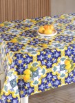 Picture of Manamo Lemon Flower  Digital Printed  Table Cloth  Navy Blue 100x140 cm