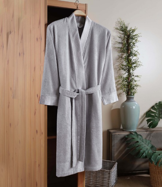 Picture of Manamo Pure Bamboo Kimono Bathrobe Metal Grey