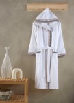 Picture of Manamo Samara Jacquard Hooded Cotton Bathrobe White