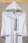 Picture of Manamo Samara Jacquard Hooded Cotton Bathrobe White