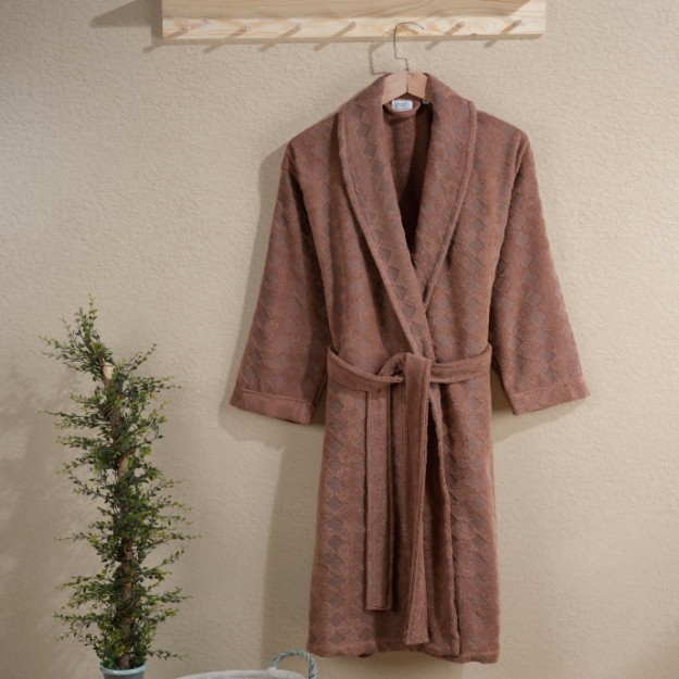 Picture of Manamo Veno Jacquard Cotton Bathrobe  Amber S/M