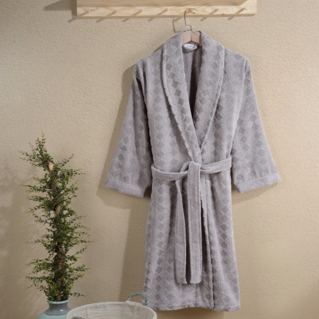 Picture of Manamo Veno Jacquard Cotton Bathrobe Metal Grey