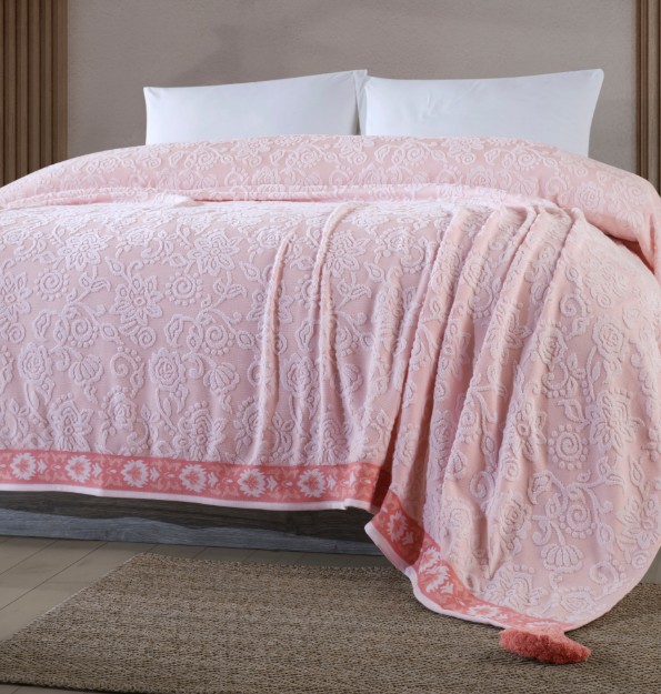 Picture of Manamo Stella Jacquard Towel Pike Bedspread 160x230  Cream/Peach