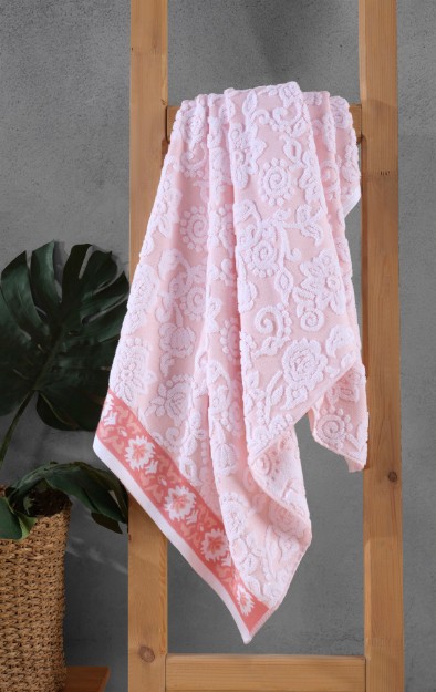 Picture of Manamo Stella Jacquard Bath Towel White/Peach 70x140 