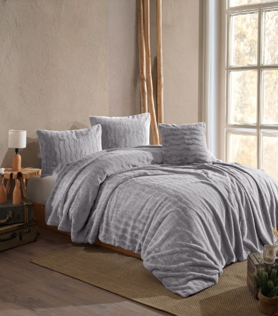 Picture of Manamo Fur Bed Cover Set 230X250+50x70(2pc) Grey