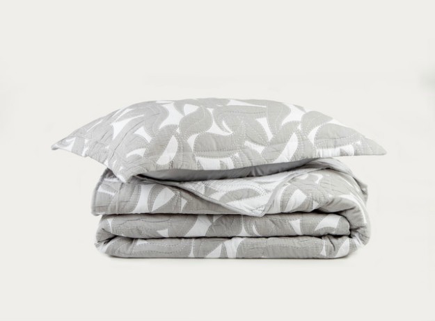 Picture of Manamo  Leaves Bed Cover Cotton/Polyester Grey 180x240+50x70 cm