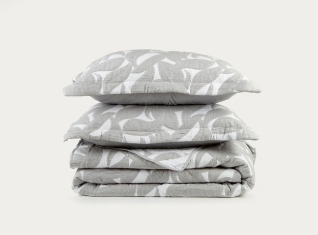 Picture of Manamo  Leaves Bed Cover Cotton/Polyester Grey 240x250+50x70 cm(2)