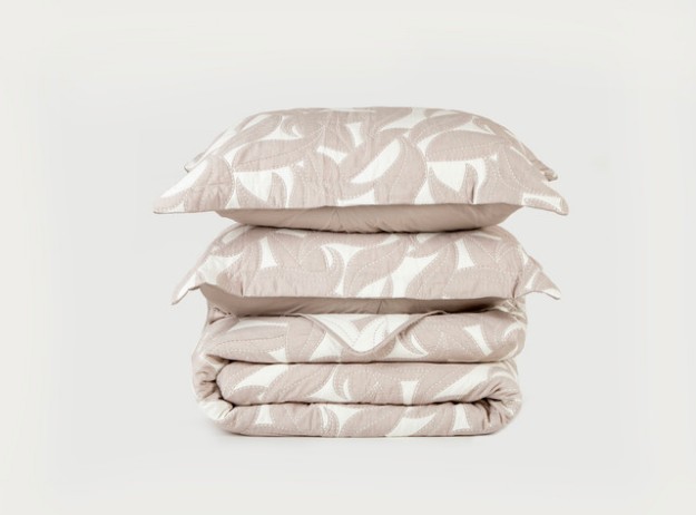 Picture of Manamo  Leaves Bed Cover Cotton/Polyester Beige 240x250+50x70 cm(2)