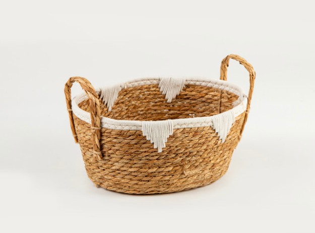 Picture of Manamo  Lila Basket Wicker/Cotton Naturel/White 34x25x16 cm