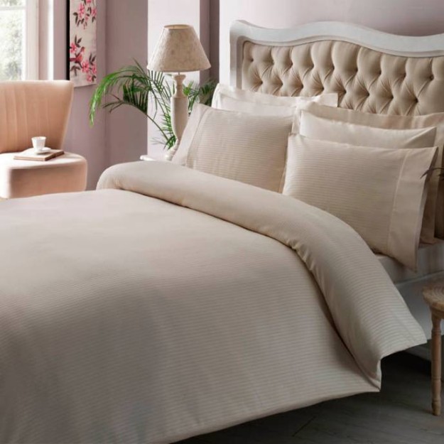 Picture of TAC Premium Basic Stripe Bed Linnen Set Double SIze Cream 200x220+240x260+50x70(4pc) cm