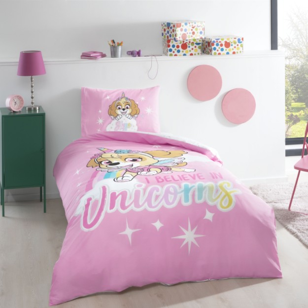 Picture of TAC Cotton Disney Paw Patrol Skye Glitter Bed Linnen Set Single Size 160x220+100x200+50x70 (1 pc)