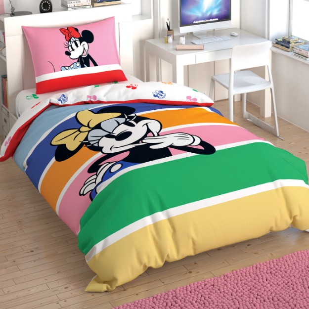 Picture of TAC Cotton Disney Minnie Mouse Rainbow  Bed Linnen Set Single Size 160x220+100x200+50x70 (1 pc)