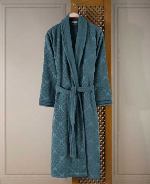 Picture of Manamo Paisley  Jacquard  Bathrobe Jungle green L/XL
