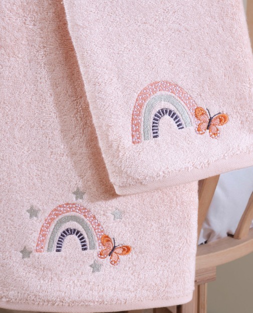 Picture of Manamo Baby Bamboo Bath Towel Butterfly & Rainbows Silver Peony 70X130 cm