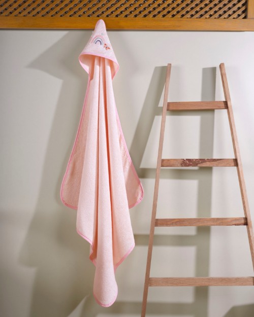 Picture of Manamo Butterfly & Rainbows  Baby Hooded Towel Silver Peony 90X90 cm