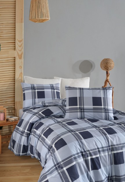 Picture of Manamo M&D Plaid Duvet Cover With Pillow Case Cotton Denim/Grey Single Size 160x220 cm+50X70 cm