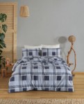 Picture of Manamo M&D Plaid Duvet Cover With Pillow Case Cotton Denim/Grey Single Size 160x220 cm+50X70 cm