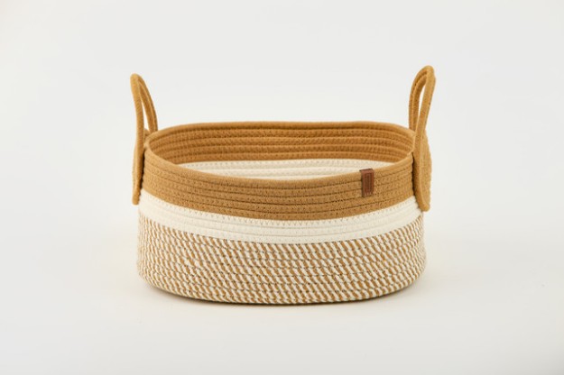 Picture of Manamo Lily დეკორატიული კალათა ბამბის ბეჟი/თეთრი 36x28x17 სმ