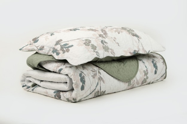 Picture of Manamo Carrie საწოლის გადასაფარებელი პოლიესტერის კრემისფერი/მწვანე ერთ საწოლიანი 180x240+50x70 სმ