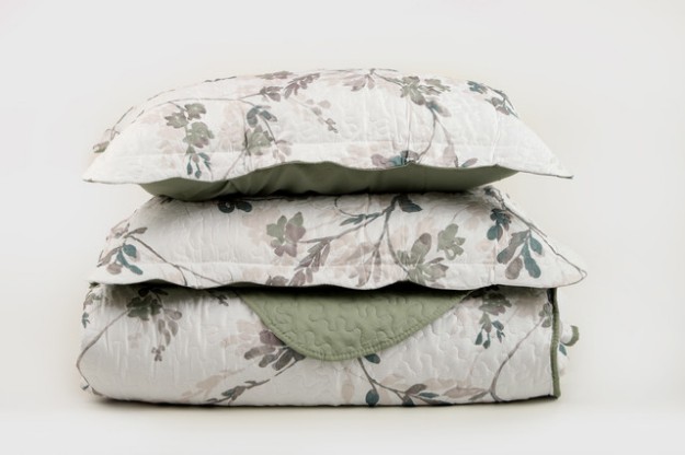 Picture of Manamo Carrie საწოლის გადასაფარებელი პოლიესტერის კრემისფერი/მწვანე ორ საწოლიანი 40x250+50x70 სმ (2ც)