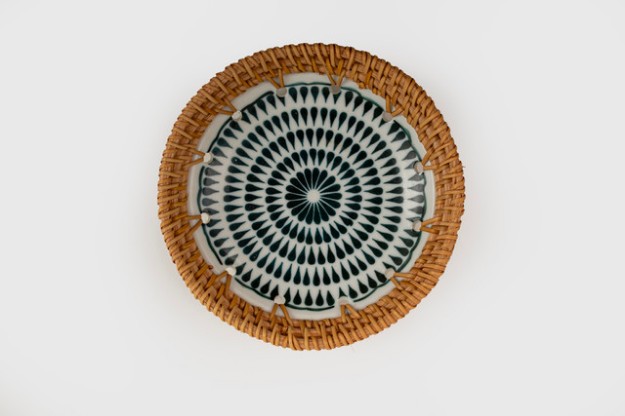 Picture of Manamo Brenna თეფში Ceramic/Rattan ლურჯი/თეთრი 20R