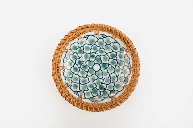 Picture of Manamo Dasia თეფში Ceramic/Rattan ლურჯი/თეთრი 15R