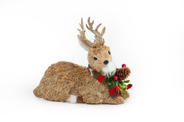 Picture of Manamo  Sitting Deer  საახალწლო აქსესუარი  წითელი/მწვანე  22x14x22 სმ