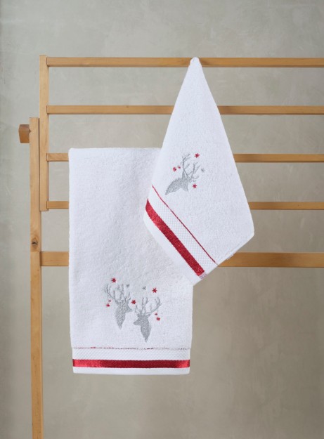 Picture of Manamo Deers Christmas Hand Towel Cotton White  30x45 სმ
