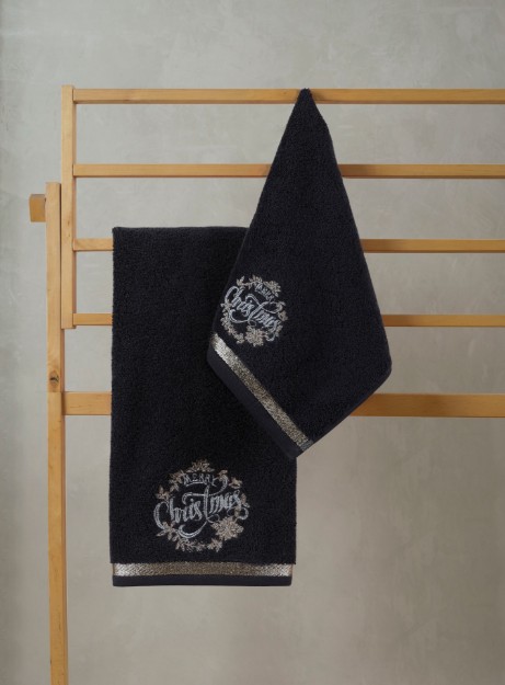 Picture of Manamo Merry Christmas Face Towel Cotton Black  50x70 სმ