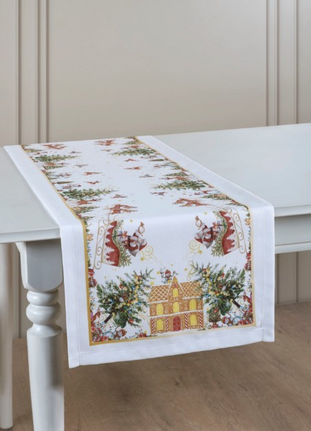 Picture of Manamo Christmas Spirit რანერი პოლიესტერის კრემისფერი/წითელი დიჯითალ პრინტით 40x140 სმ