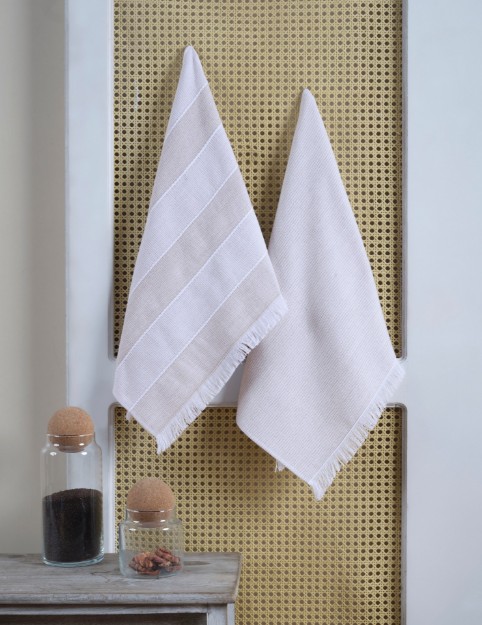 Picture of Manamo Lots Kitchen Towel  Cotton Beige Jacquard 50x70 cm (2pc)