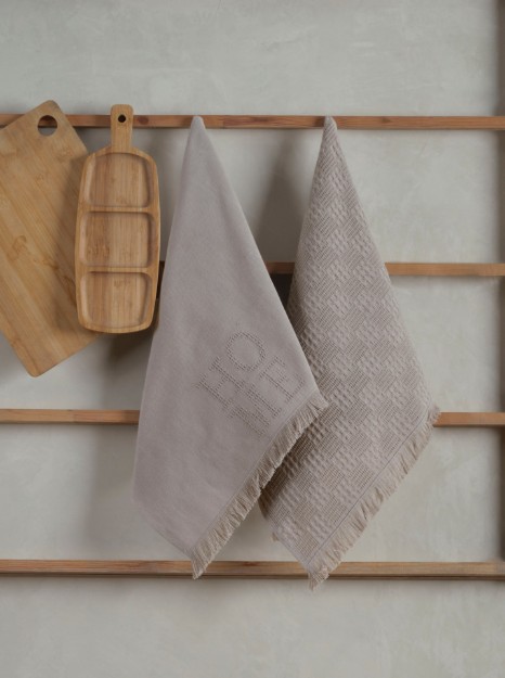Picture of Manamo Home Kitchen Towel  Cotton Beige Jacquard 50x70 cm (2pc)