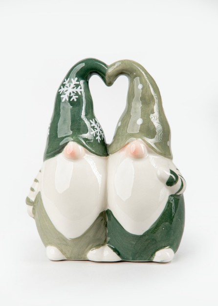 Picture of Manamo Gnomes Figurine Ceramic Cameo Green/White  11.5x6.5x14.1 cm