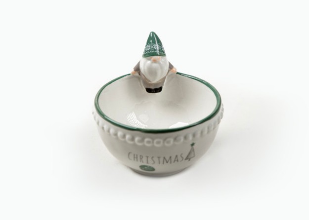 Picture of Manamo Christmas Gnomes Bowl Ceramic Cameo Green/White  13x12.7x11.5 cm