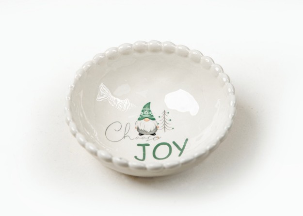 Picture of Manamo Christmas Gnomes Decorative Plate Ceramic Cameo Green/White  15.8x15.8x5.8 cm