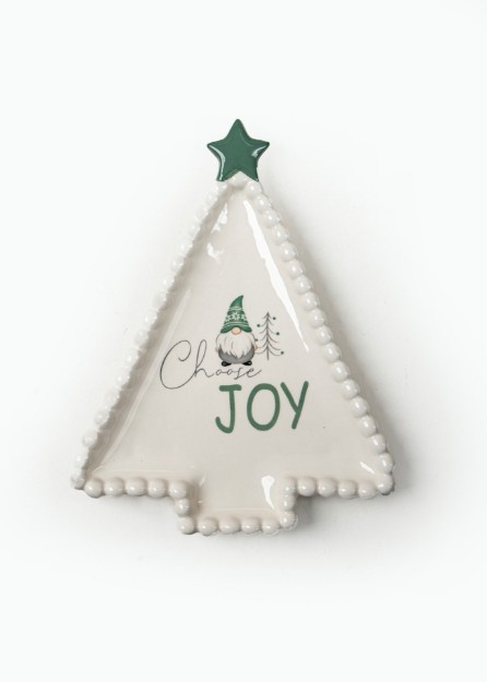 Picture of Manamo Christmas Gnomes Decorative Plate Ceramic Cameo Green/White  27.5x21.7x2.5 cm