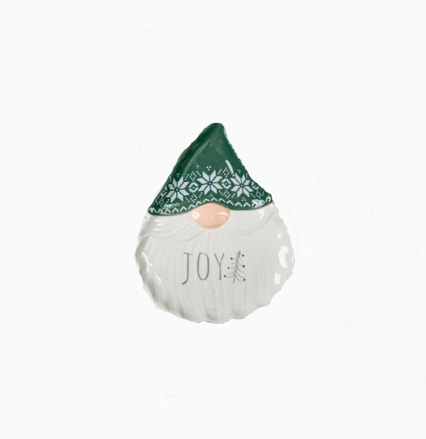 Picture of Manamo Christmas Gnomes Decorative Plate Ceramic Cameo Green/White  20x15.8x2.2 cm