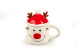 Picture of Manamo Deer Cup With Lid Ceramic Red/White  12.8x9x12.5 cm