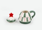 Picture of Manamo Pine Tree Cup With Lid Ceramic Red/Green  11.6x9.8x13.5 cm