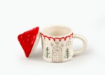 Picture of Manamo Cupcake Cup With Lid Ceramic Red/White  13.7x9.6x13.3 cm