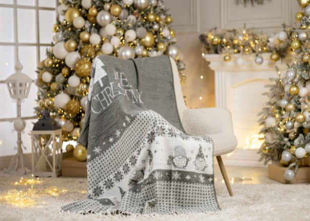 Picture of Manamo  Twins Gnome  პლედი ბამბა აკრილის მწვანე/ნაცრისფერი  220x230 სმ